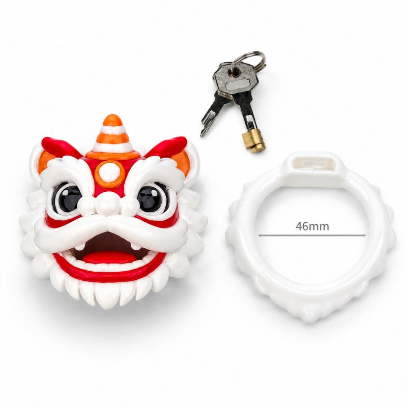 Hand-Painted Lion Guardian Chastity Lock | Unique Artistic Chastity Device