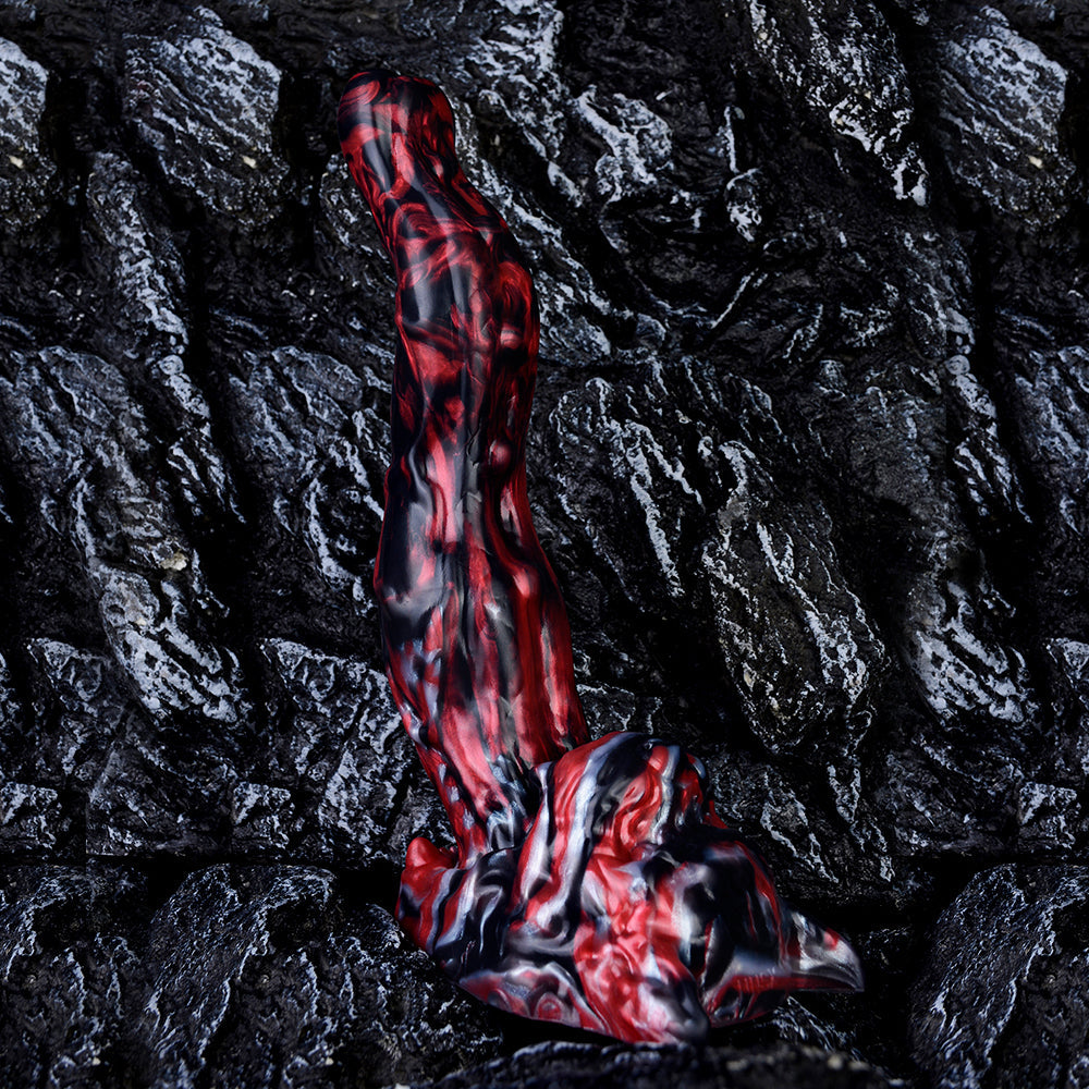 Domlust Black Tiger Monster Dildo | Obsidian Bloodswirl Platinum Silicone Fantasy Toy S–XXL