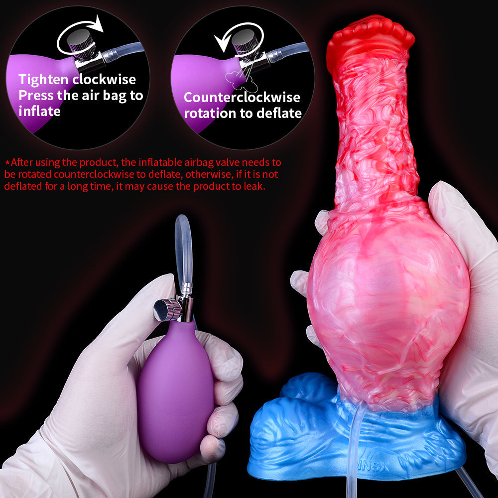 Inflatable Monsterdildo Ejaculating Dildo Butt Plug - Sillicone Horse Dick Vaginal Masturbator