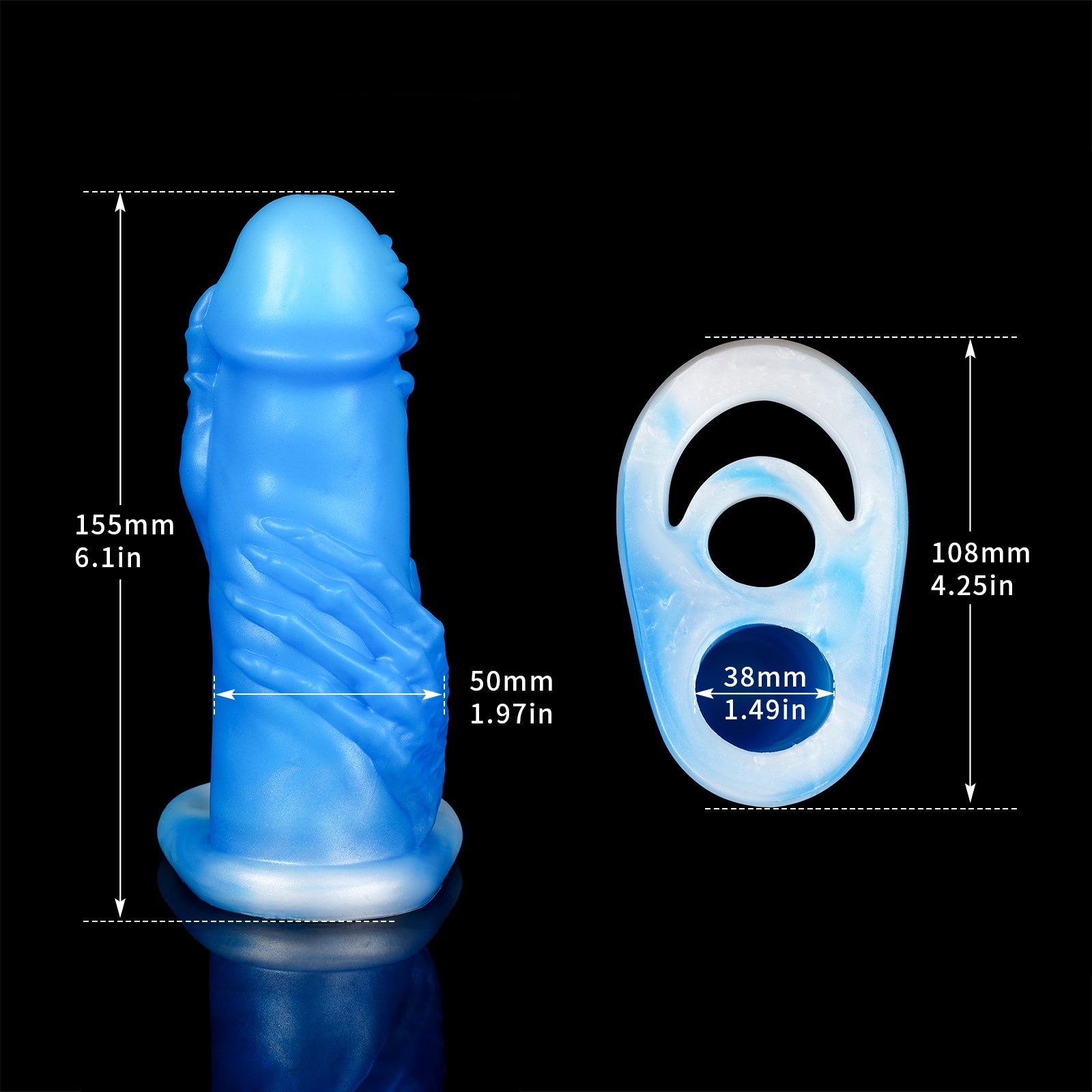 Fist Monsterdildo Cock Sleeve Extender - Blowjob Realistic Penis Ring Silicone Couple Sex Toy