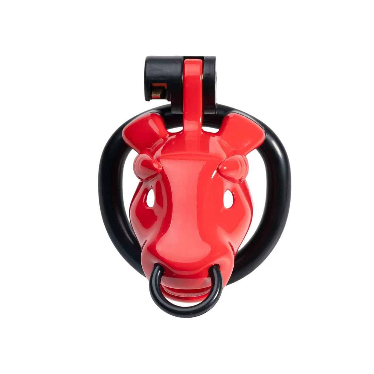 Red Bull Head Male Chastity Cage | Detachable Nose Ring & Leash-Compatible BDSM Device