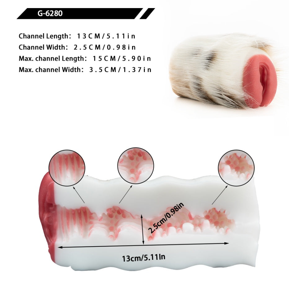 Snow Leopard Furry Pocket Pussy – Detachable Fur Animal Masturbator | Platinum Silicone