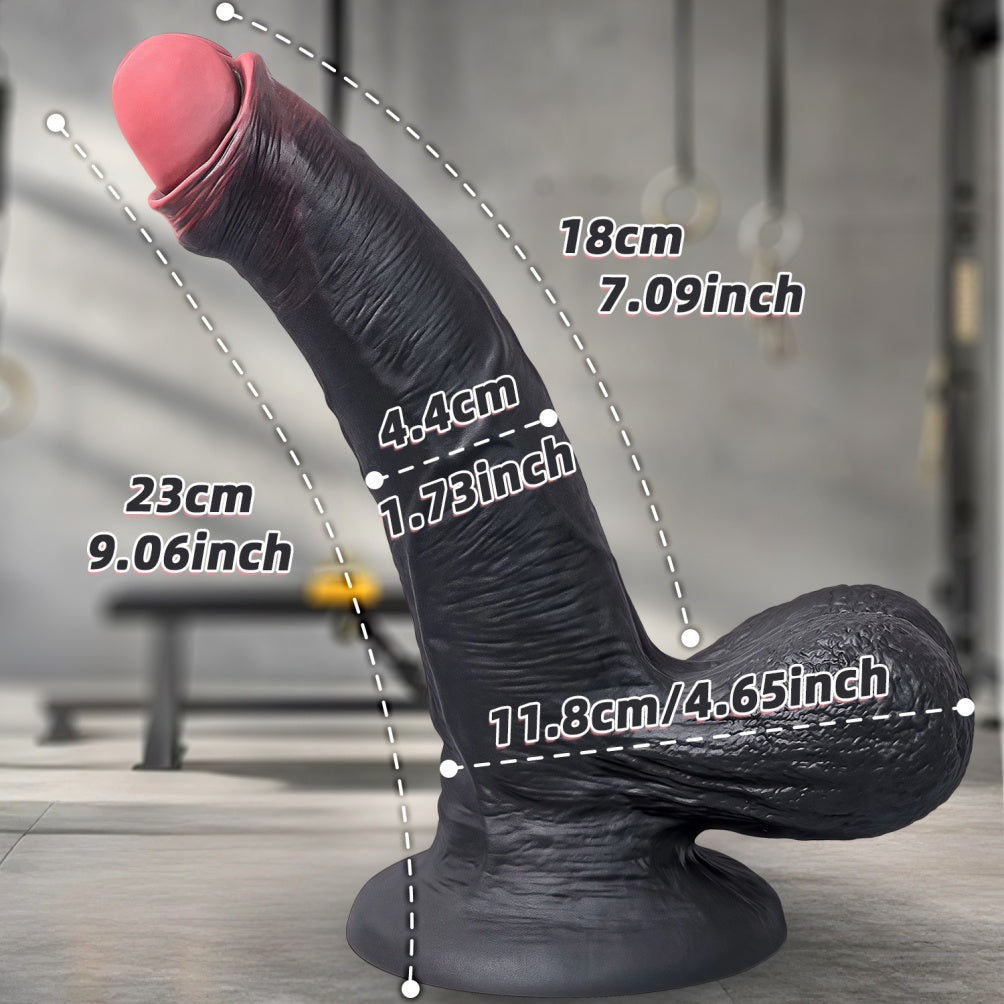 Domlust Onyx Depth — 9 Inch Black Silicone Dildo with Suction Cup | A-Spot, G-Spot & U-Spot