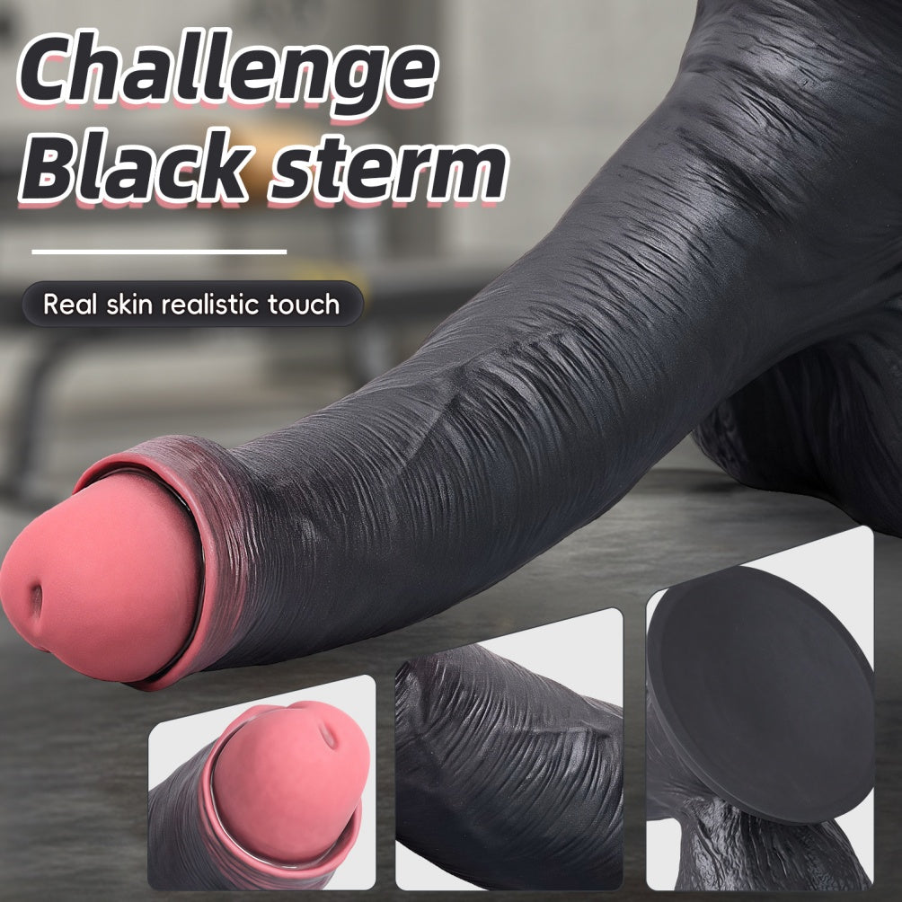 Domlust Onyx Depth — 9 Inch Black Silicone Dildo with Suction Cup | A-Spot, G-Spot & U-Spot