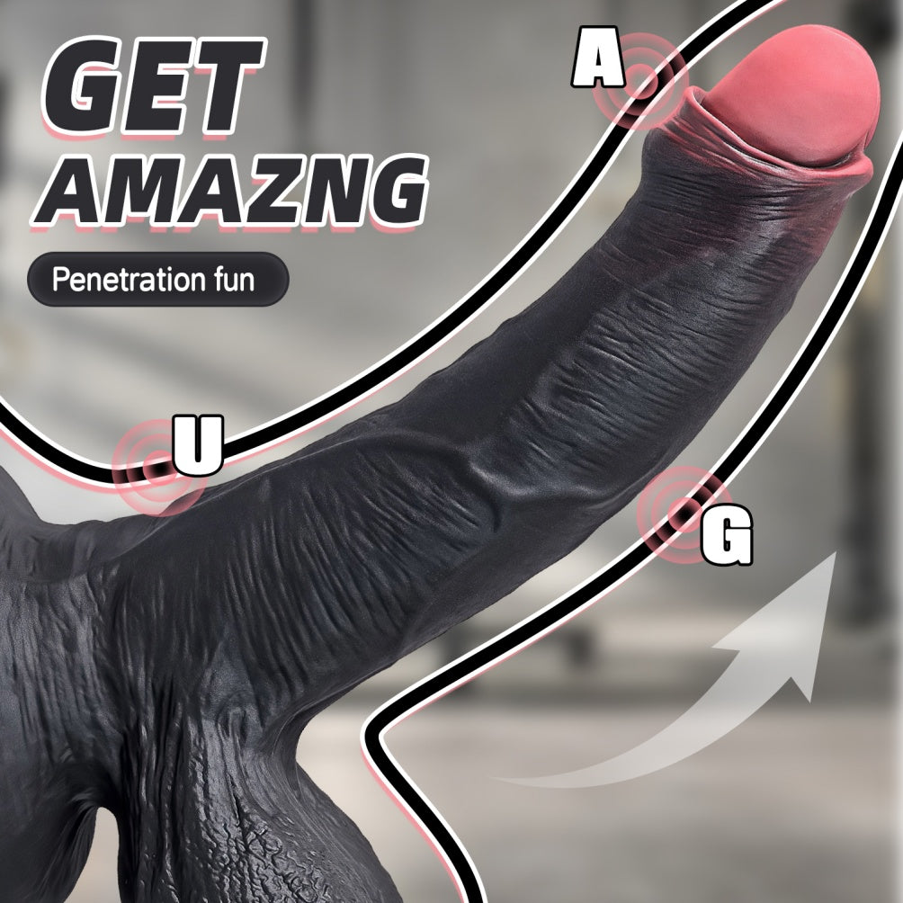 Domlust Onyx Depth — 9 Inch Black Silicone Dildo with Suction Cup | A-Spot, G-Spot & U-Spot