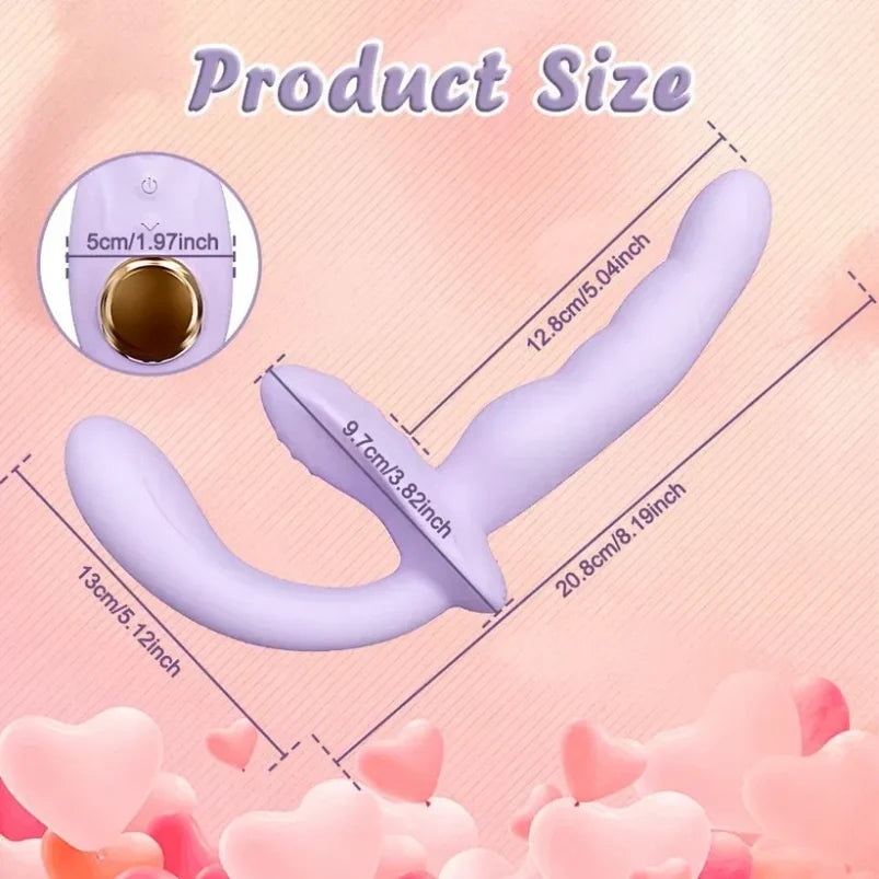 APP Controlled Vibrating Strapless Dildo - Purple Double End Women Masturbating Vibrator