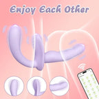APP Controlled Vibrating Strapless Dildo - Purple Double End Women Masturbating Vibrator