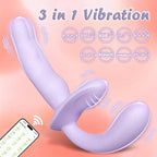 APP Controlled Vibrating Strapless Dildo - Purple Double End Women Masturbating Vibrator