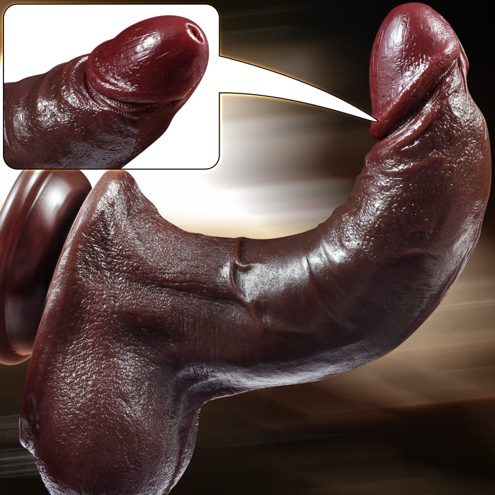 8.3 Inch Realistic Squirting Dildo – Platinum Liquid Silicone Ejaculating Cock | Black Dual Density