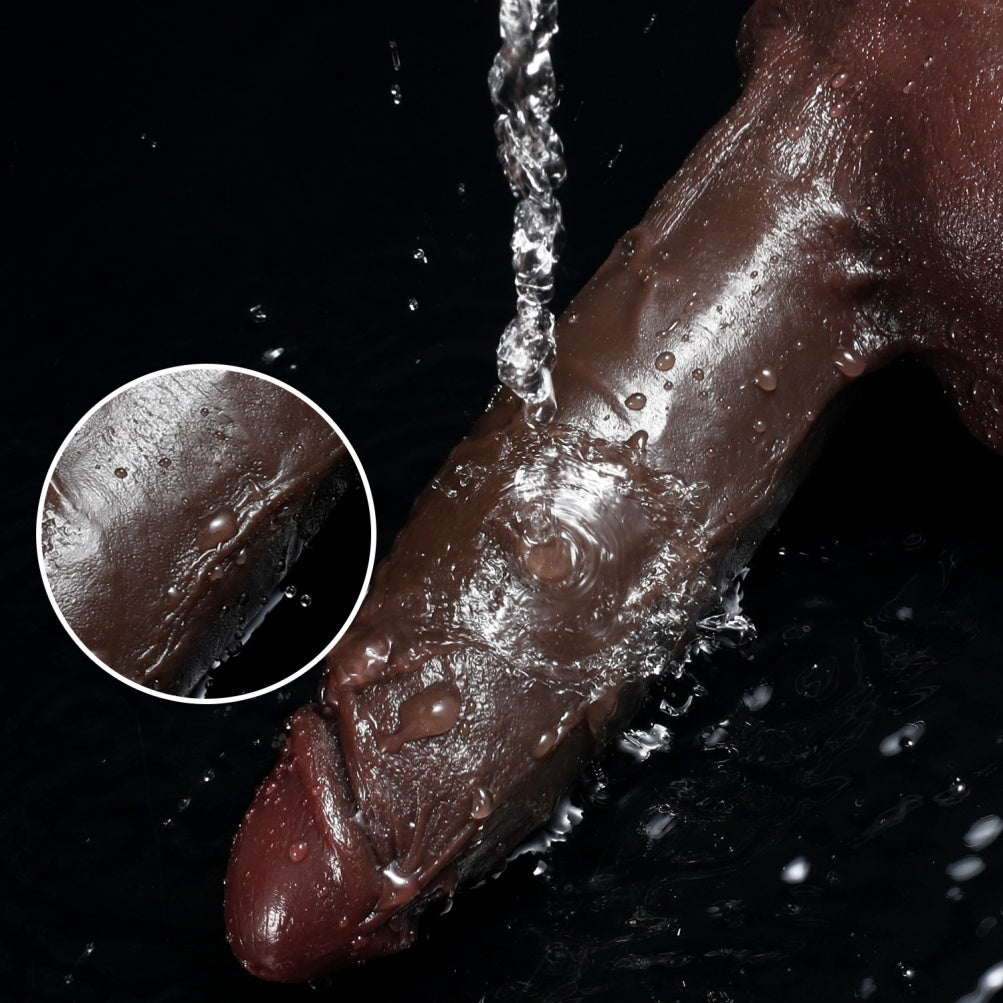 8.3 Inch Realistic Squirting Dildo – Platinum Liquid Silicone Ejaculating Cock | Black Dual Density