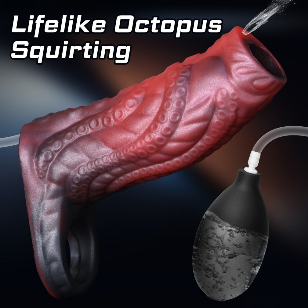 Fantasy Silicone Squirting Penis Sleeve – Stamina & Girth Enhancer with Wearable Design