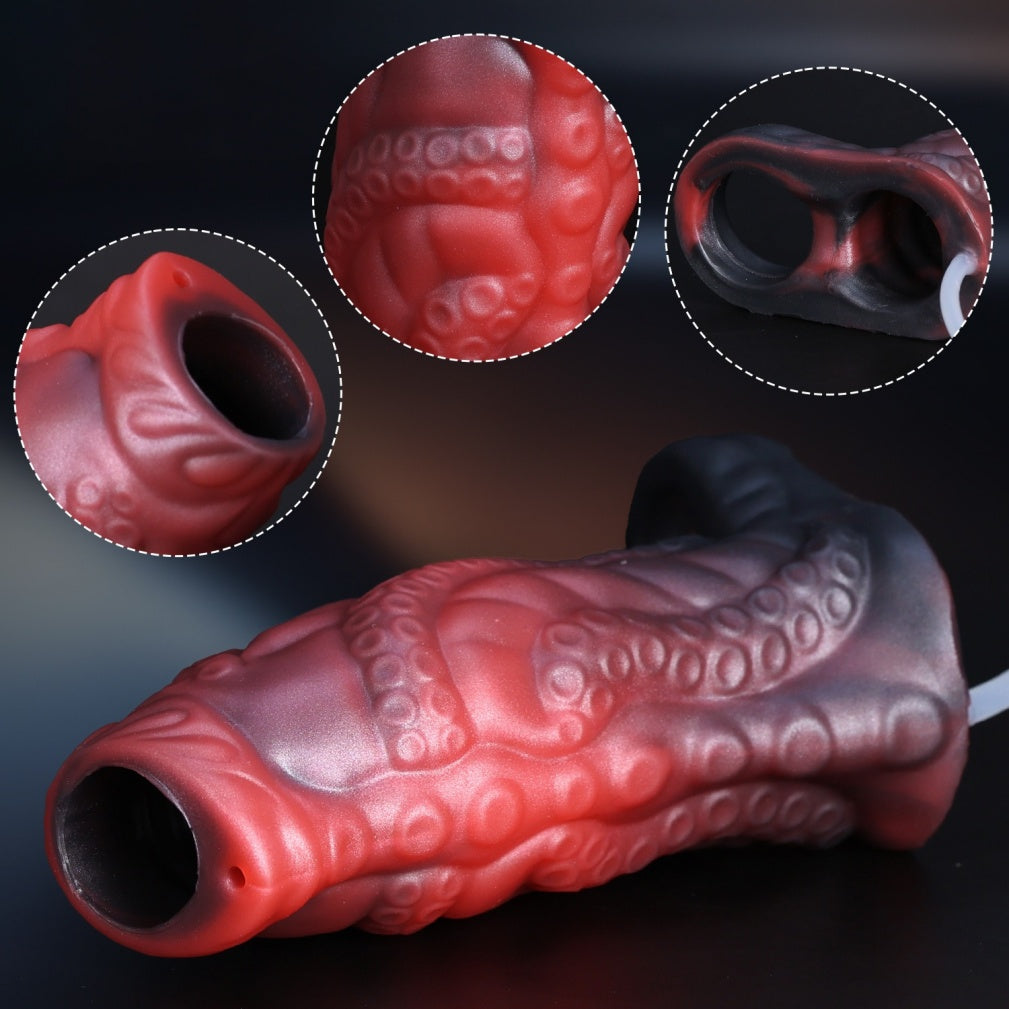 Fantasy Silicone Squirting Penis Sleeve – Stamina & Girth Enhancer with Wearable Design