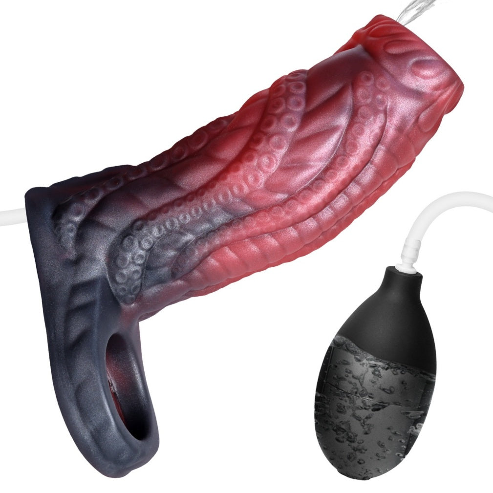 Fantasy Silicone Squirting Penis Sleeve – Stamina & Girth Enhancer with Wearable Design