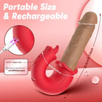 Domlust 3-in-1 Thrusting Vibrating Dildo – Platinum Silicone Telescoping Clit Licker Magic Wand Fantasy Sex Toy