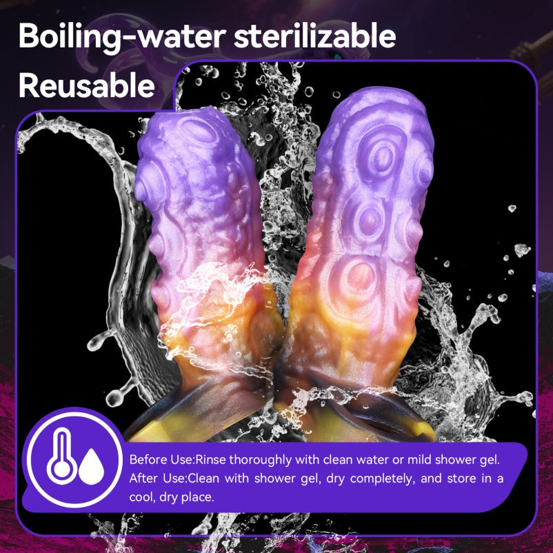 4.5‑Inch Insectoid Fantasy Penis Sleeve – Spiral Silicone Extender in Purple‑Orange Gradient
