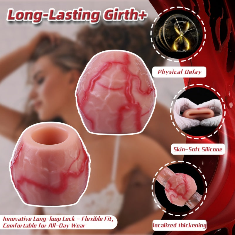 Dog Knotted Penis Ring - Blood-tone Fantasy Silicone Cock Sheath Pegging Sex Extender