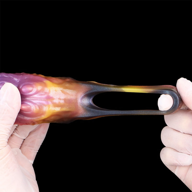 4.5‑Inch Insectoid Fantasy Penis Sleeve – Spiral Silicone Extender in Purple‑Orange Gradient