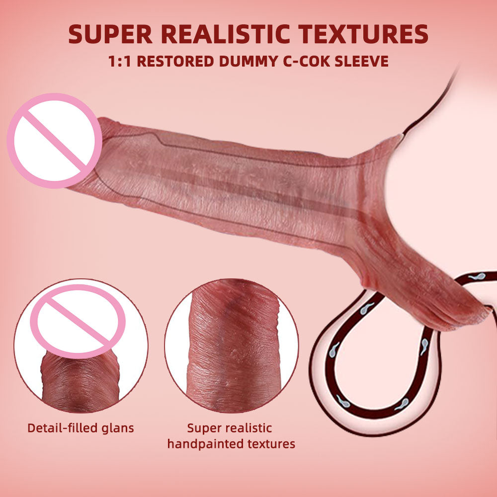 Premium Silicone Cock Sleeve - Lifelike Penis Enlarger Cock Ring Ejaculation Male Sex Toy