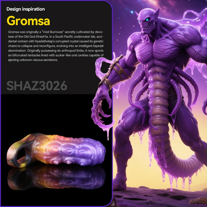 4.5‑Inch Insectoid Fantasy Penis Sleeve – Spiral Silicone Extender in Purple‑Orange Gradient