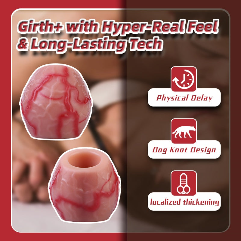 Dog Knotted Penis Ring - Blood-tone Fantasy Silicone Cock Sheath Pegging Sex Extender