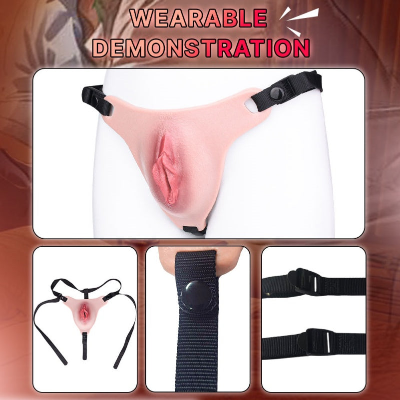 Fantasy Silicone Wearable Fake Vagina – Realistic Pussy Panties Homosexual Couple Sex Toy