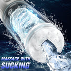 Tongue Licking Male Masturbator Vibrator - Water Shower Rotating Penis Massage Blowjob Sex Machine