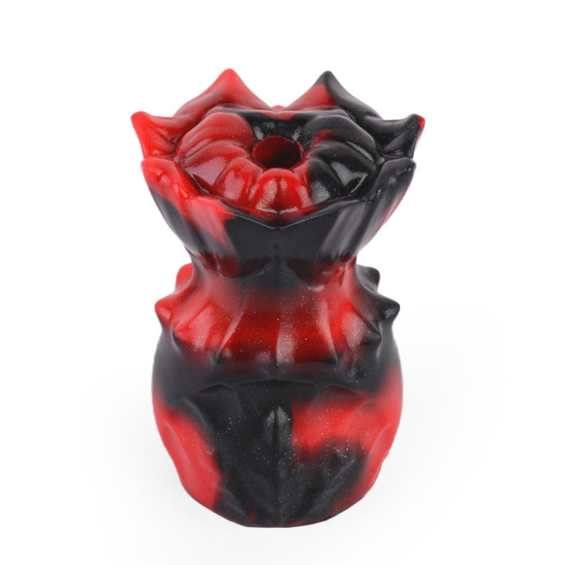 Black-Red Silicone Strapon Fantasy Ball Gag - Bondage Female Kinky Sex Toys for Women