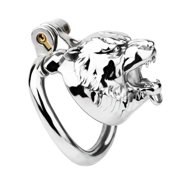 Metal Beast Tiger & Bull Chastity Cage with Bell