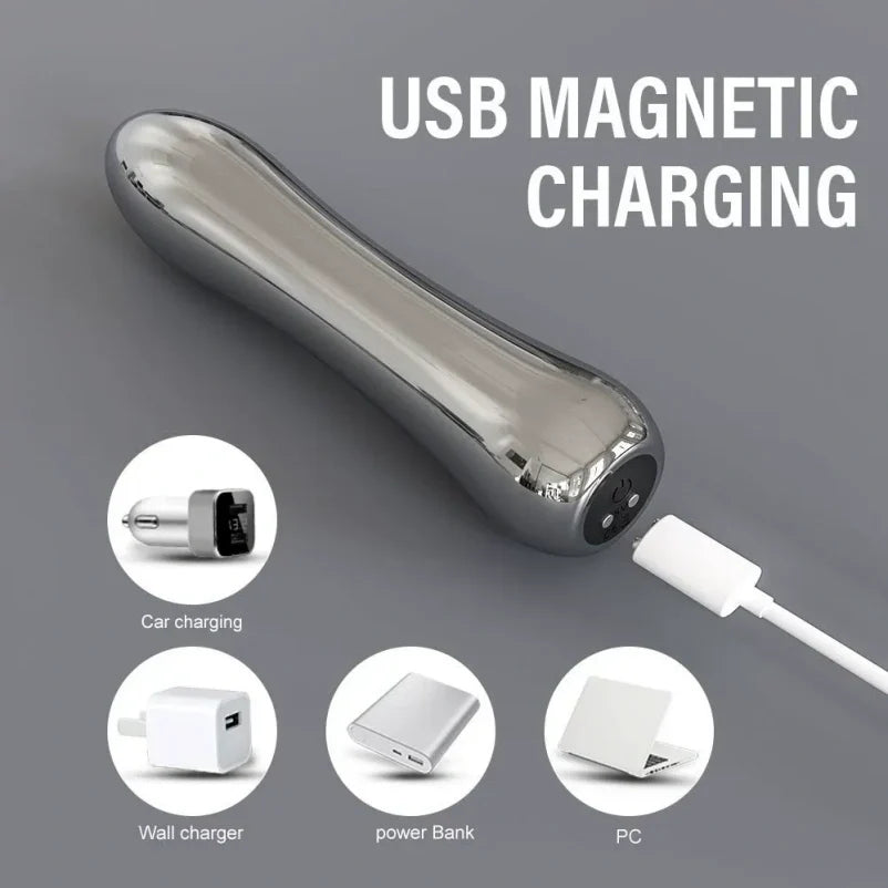 Domlust Chrome Vibe — Vibrating Metal Butt Plug for Anal Stimulation