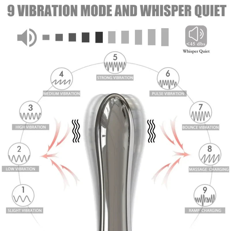 Domlust Chrome Vibe — Vibrating Metal Butt Plug for Anal Stimulation
