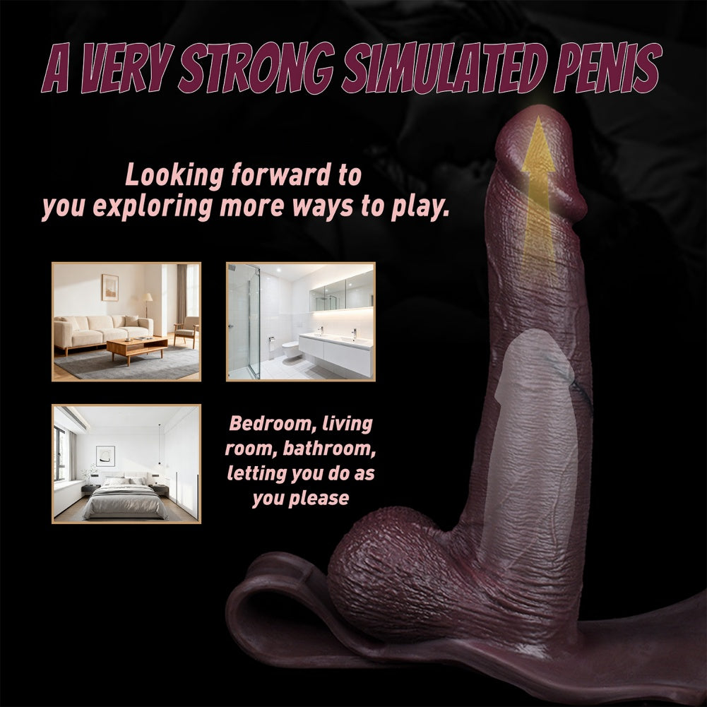 10 inch Hollow Dildo Sheath Underwear - Realistic Black Penis Sleeve Extender Silicone Pants