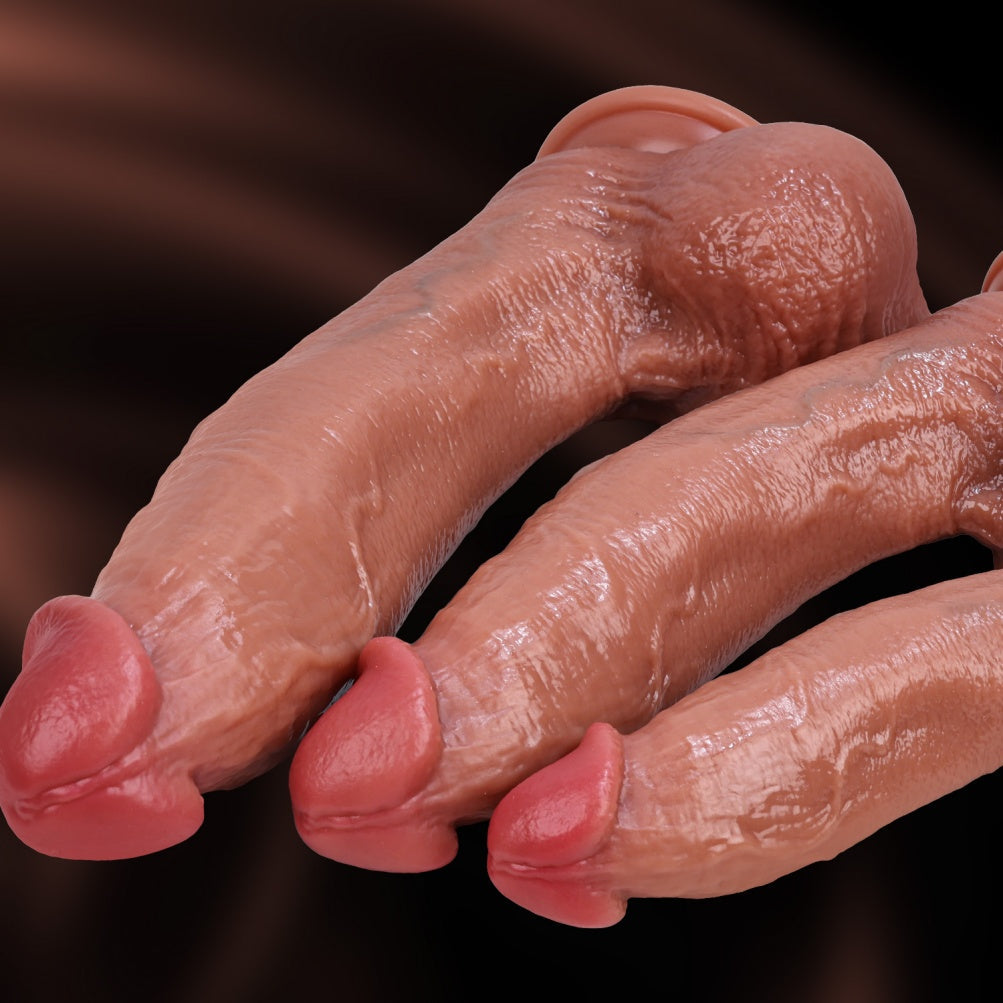 Thick Realistic Dildo Bendable – Flesh Tone Silicone Testicle Suction | Domlust