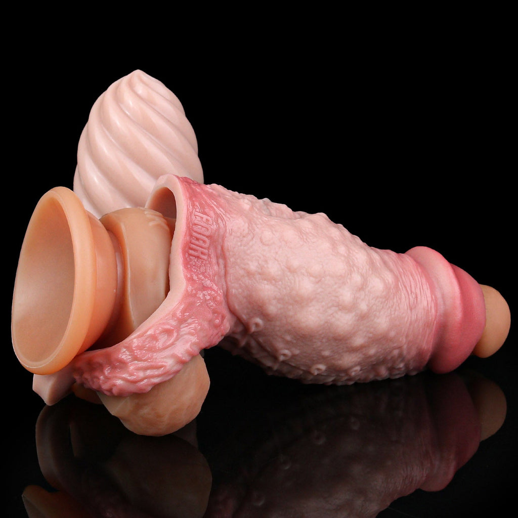 Vibrating Cock Sleeve with Butt Plug & Prostate Massager — Platinum Silicone Penis Extender for Dual Stimulation