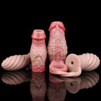 Vibrating Cock Sleeve with Butt Plug & Prostate Massager — Platinum Silicone Penis Extender for Dual Stimulation