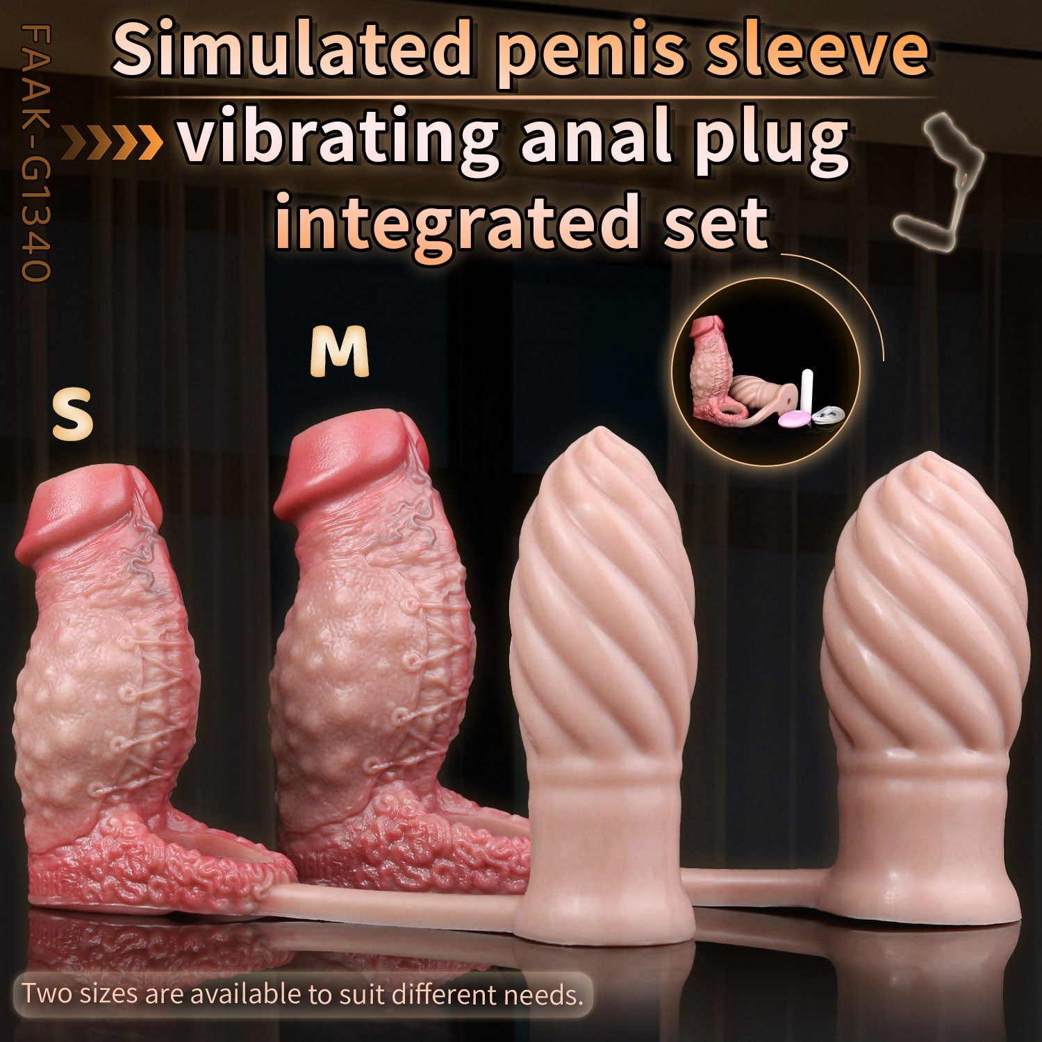 Vibrating Cock Sleeve with Butt Plug & Prostate Massager — Platinum Silicone Penis Extender for Dual Stimulation