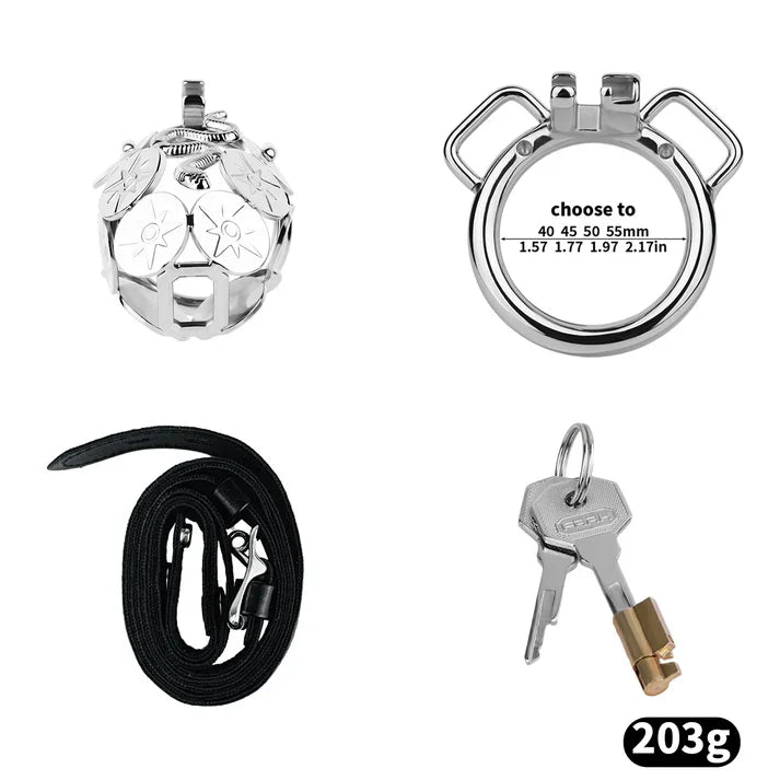 Solar Serpent Stainless Steel Chastity Cage – Coiled Snake Design