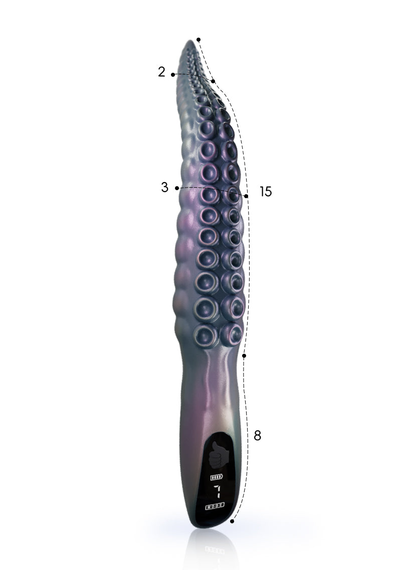 Domlust Vibrating Tentacle Dildo – Platinum Silicone 9-Mode Fantasy Suction Cup Texture G-Spot & Prostate Massager