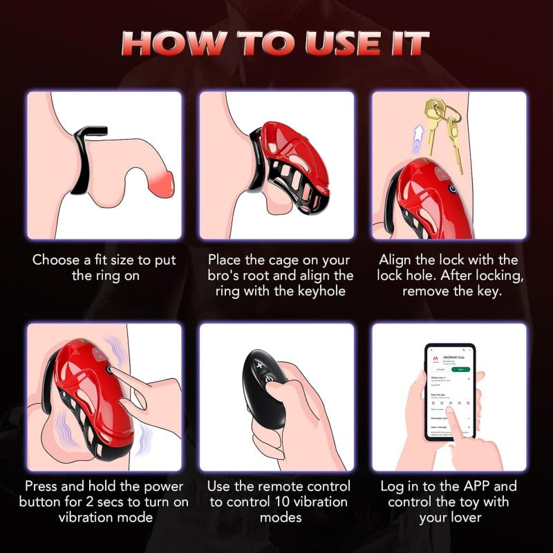 App-Controlled Vibrating Chastity Cage for Men