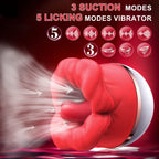 Clit Nipple Clamp Vibrator - Big Oral Sucking Licking Rose Sex Toys for Women