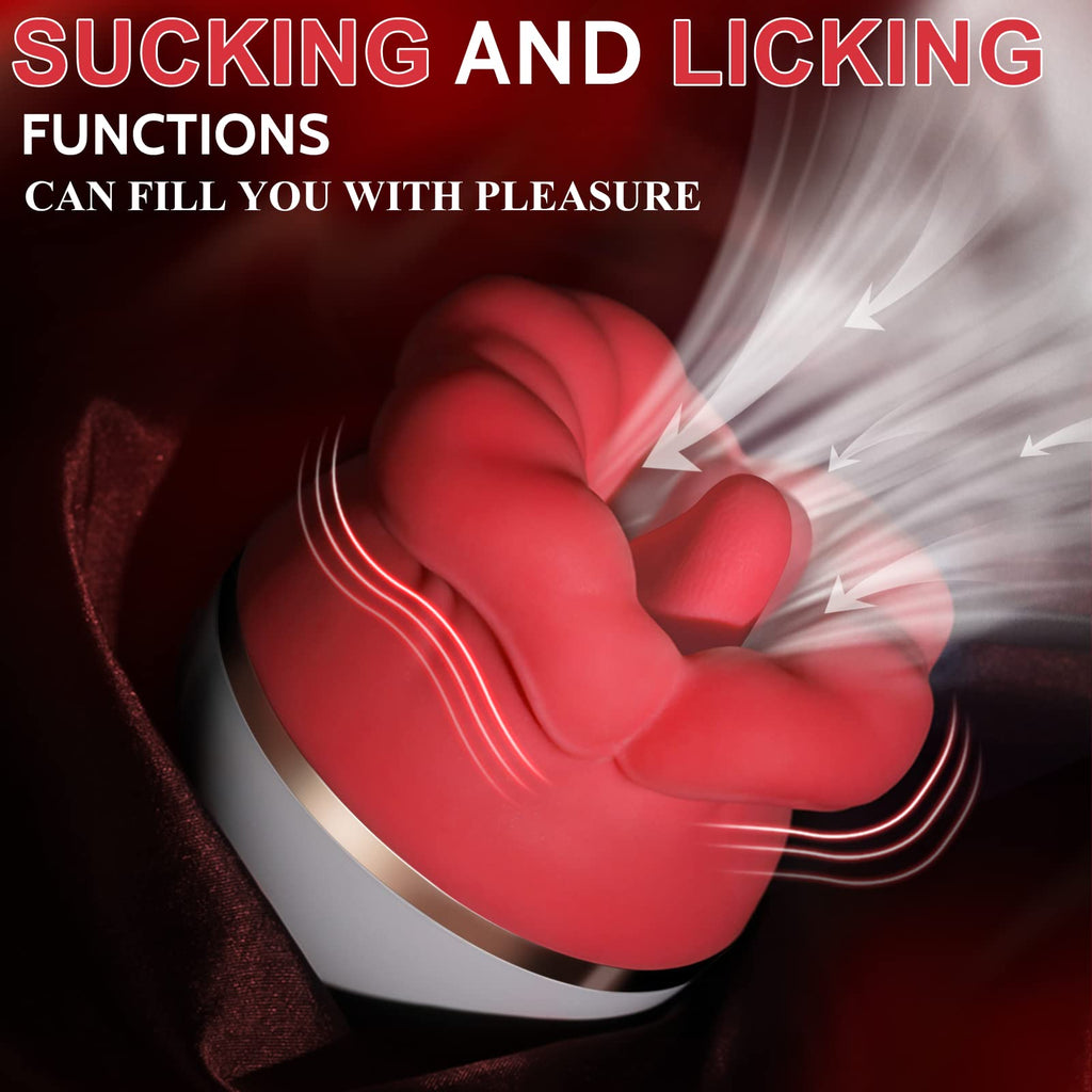 Clit Nipple Clamp Vibrator - Big Oral Sucking Licking Rose Sex Toys for Women