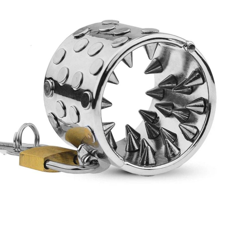 Stainless Steel Spiked Ball Stretcher | Scrotum Weight CBT Pendant for Men