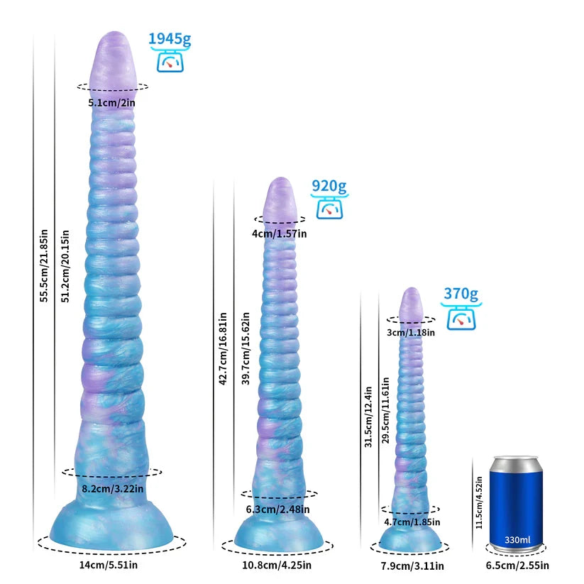 Glow-in-the-Dark Octopus Tentacle Dildo | Gradient Blue & Purple Anal Plug