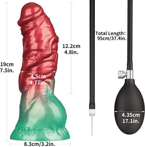 7.5" Realistic Inflatable Dildo - Red & Green Dual - Tone Expandable Liquid Silicone - Tarisss Sex Toy Store
