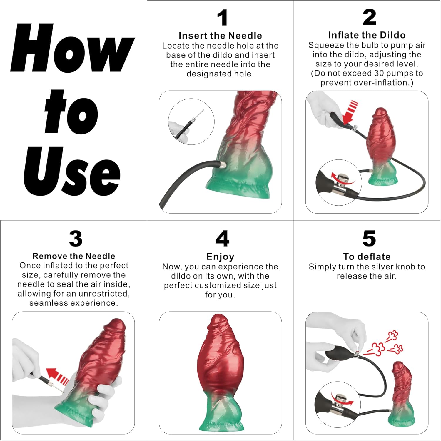 7.5" Realistic Inflatable Dildo - Red & Green Dual - Tone Expandable Liquid Silicone - Tarisss Sex Toy Store