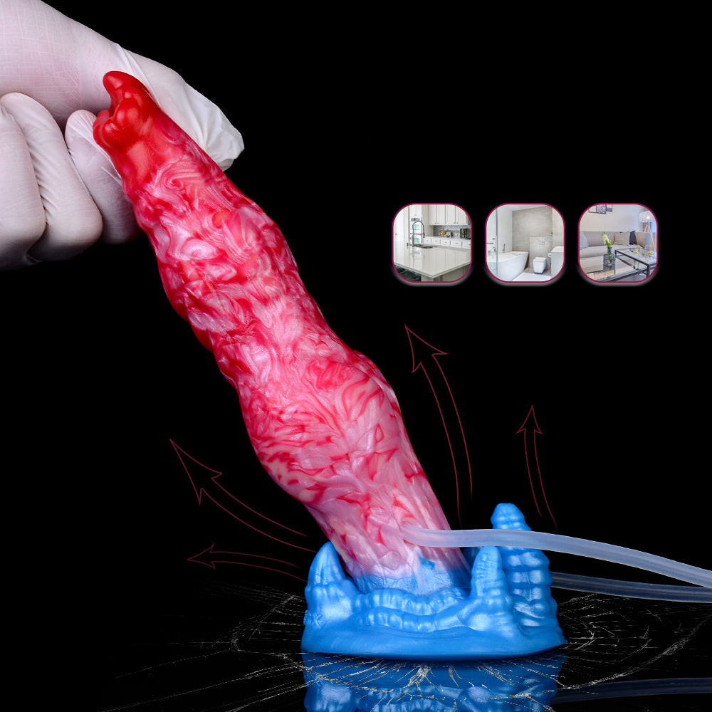 Ejaculating Dog Dildo Anal Butt Plug - Inflatable Anal Dildos Silicone Vaginal Masturbation Sex Toys
