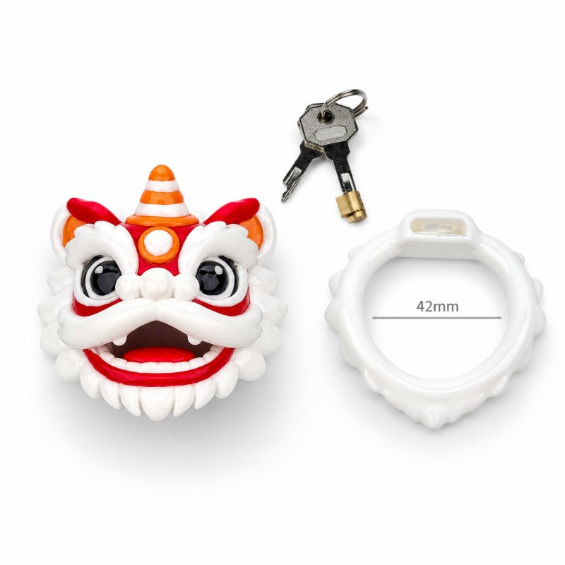 Hand-Painted Lion Guardian Chastity Lock | Unique Artistic Chastity Device