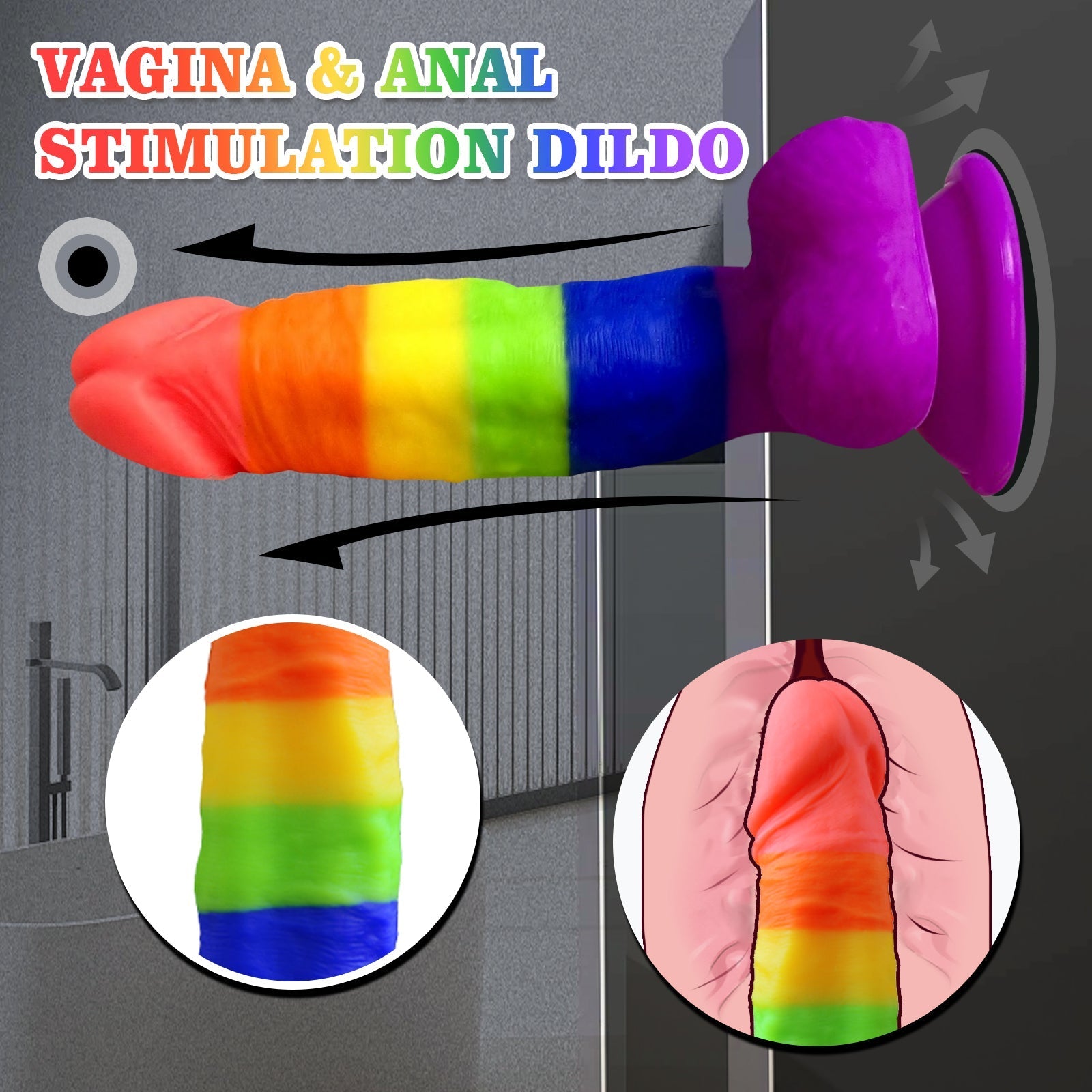 7.68Inch Multi - Color Silicone Suction Cup Dildo - Tarisss Sex Toy Store