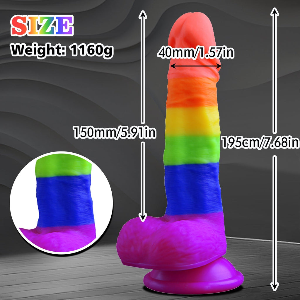7.68Inch Multi - Color Silicone Suction Cup Dildo - Tarisss Sex Toy Store