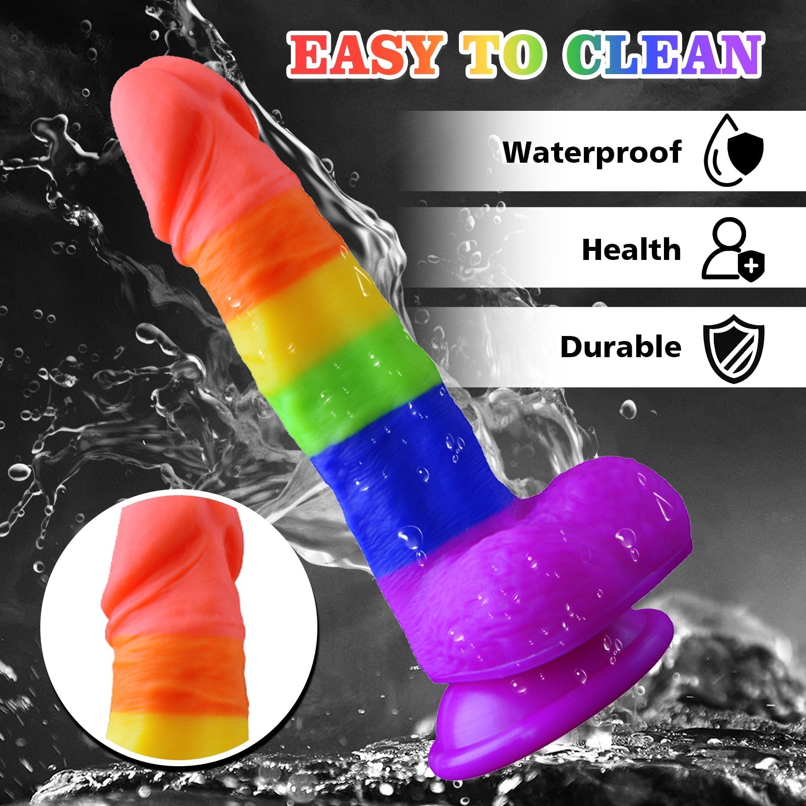 7.68Inch Multi - Color Silicone Suction Cup Dildo - Tarisss Sex Toy Store