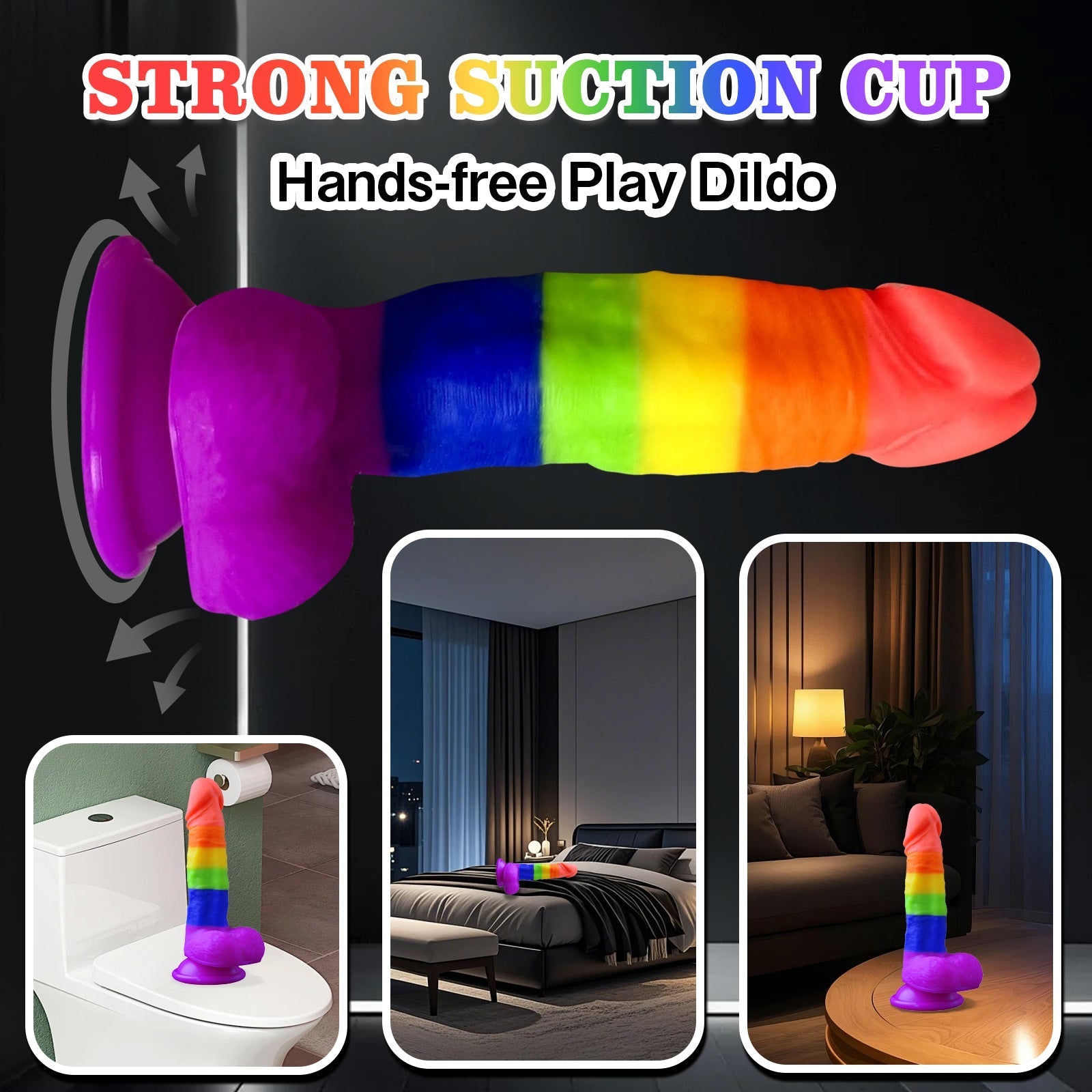 7.68Inch Multi - Color Silicone Suction Cup Dildo - Tarisss Sex Toy Store